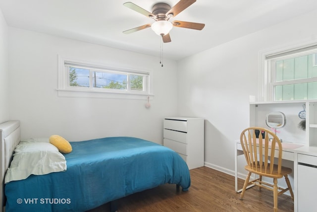530 S Mitchell Ave, Arlington Heights, IL 60005 - bedroom with wood finished floors, ceiling fan, and an office area