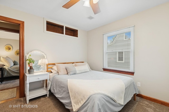 207 S Van Buren St, East Dundee, IL 60118 - carpeted bedroom featuring ceiling fan and baseboards