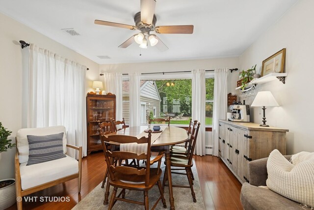 207 S Van Buren St, East Dundee, IL 60118 - dining space featuring ceiling fan and wood finished floors