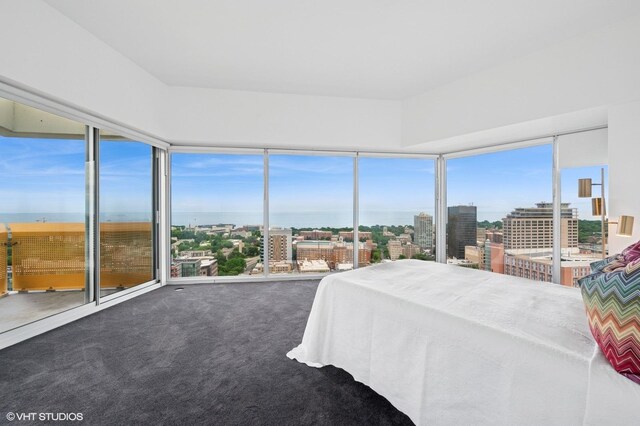 1720 Maple Ave Unit 2710, Evanston, IL 60201 - carpeted bedroom featuring a city view