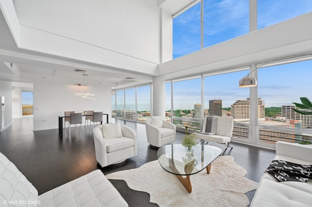 1720 Maple Ave Unit 2710, Evanston, IL 60201 - living area featuring wood-type flooring and a view of city