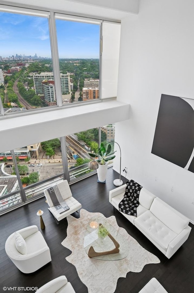 1720 Maple Ave Unit 2710, Evanston, IL 60201 - living area featuring a view of city and wood finished floors