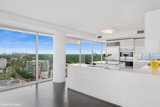 1720 Maple Ave Unit 2710, Evanston, IL 60201 - living area featuring dark wood finished floors, healthy amount of natural light, and a city view
