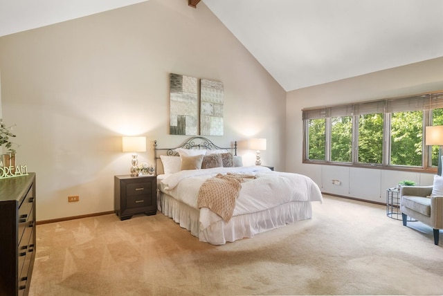 1422 Kirkwall Ct, Inverness, IL 60010 - bedroom featuring high vaulted ceiling, light colored carpet, multiple windows, and baseboards