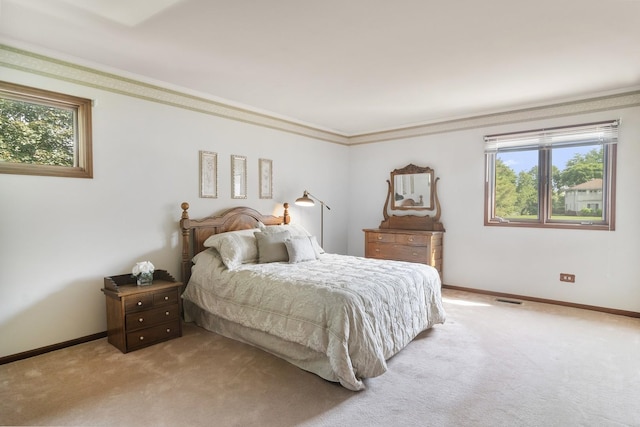 1422 Kirkwall Ct, Inverness, IL 60010 - bedroom featuring multiple windows, light colored carpet, baseboards, and crown molding