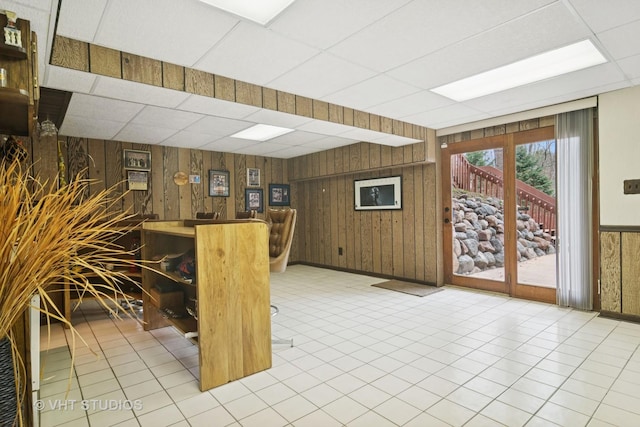 1422 Kirkwall Ct, Inverness, IL 60010 - bar area with wooden walls and a drop ceiling