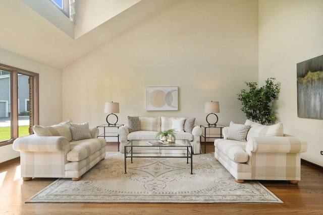 1422 Kirkwall Ct, Inverness, IL 60010 - living area featuring high vaulted ceiling, wood finished floors, and baseboards