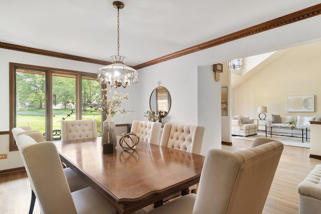 1422 Kirkwall Ct, Inverness, IL 60010 - dining area with a chandelier, light wood-style floors, and ornamental molding