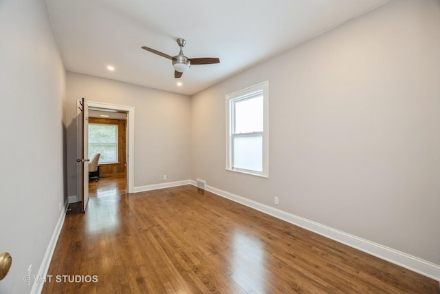 1019 Lyman Ave, Oak Park, IL 60304 - empty room with wood finished floors, a ceiling fan, and recessed lighting