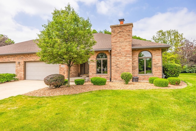 1658 Bayhill Dr, New Lenox, IL 60451 - view of front of property featuring concrete driveway, a chimney, a front lawn, a garage, and roof with shingles