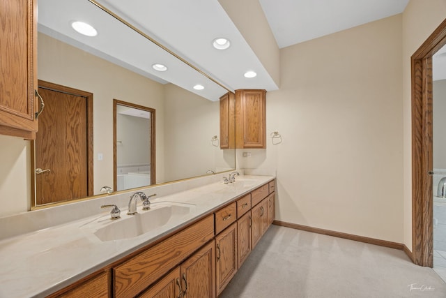 1658 Bayhill Dr, New Lenox, IL 60451 - bathroom featuring double vanity, recessed lighting, and baseboards