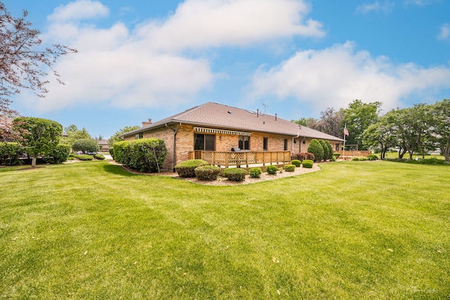 1658 Bayhill Dr, New Lenox, IL 60451 - back of property with brick siding, a yard, and a chimney