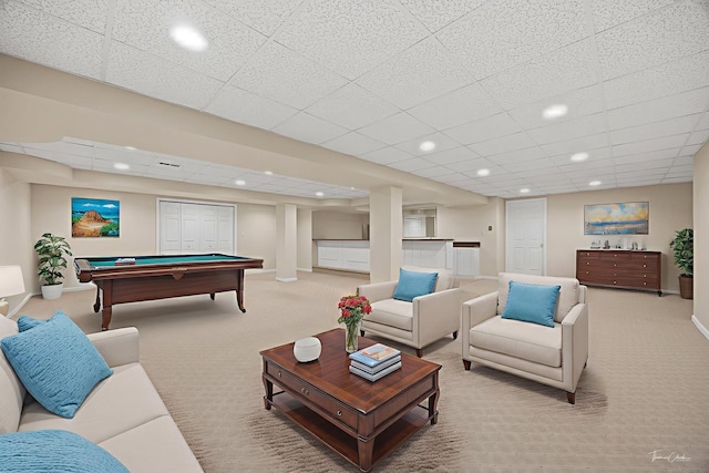 1658 Bayhill Dr, New Lenox, IL 60451 - game room with carpet, billiards, recessed lighting, and baseboards