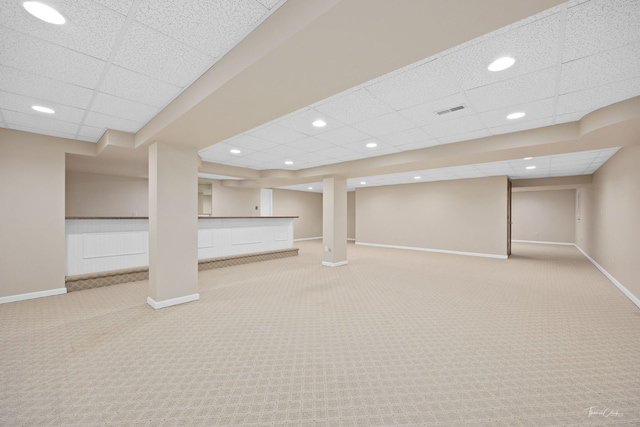 1658 Bayhill Dr, New Lenox, IL 60451 - finished below grade area featuring carpet, baseboards, a paneled ceiling, and recessed lighting