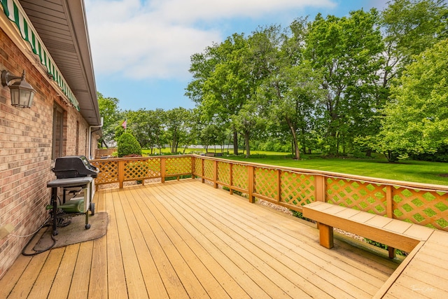 1658 Bayhill Dr, New Lenox, IL 60451 - wooden terrace with grilling area, a yard, and view of scattered trees
