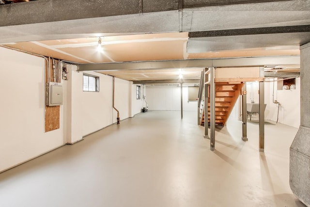 1904 Birch Rd, Northbrook, IL 60062 - basement with electric panel and stairs