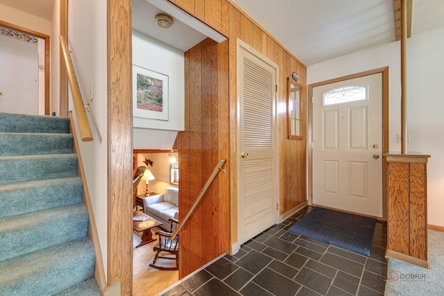 1103 S Belmont Ave, Arlington Heights, IL 60005 - foyer entrance featuring wood walls and stairs