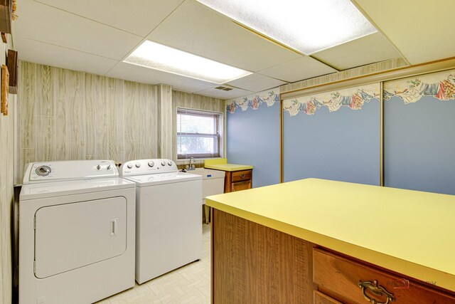 1103 S Belmont Ave, Arlington Heights, IL 60005 - laundry area with separate washer and dryer, cabinet space, and light floors