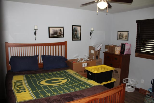 907 N Eddy St, Sandwich, IL 60548 - bedroom with wood finished floors and ceiling fan