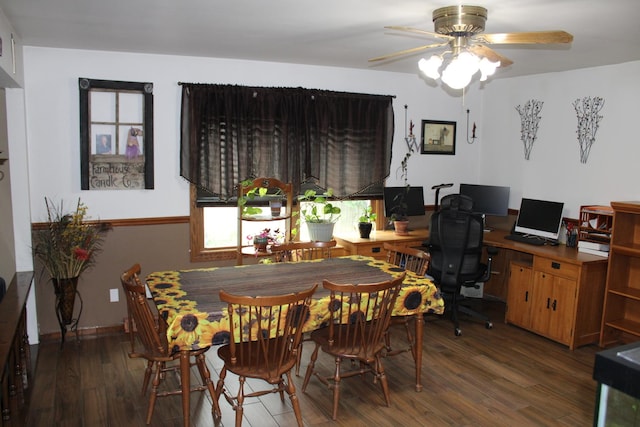 907 N Eddy St, Sandwich, IL 60548 - dining room with wood finished floors and a ceiling fan