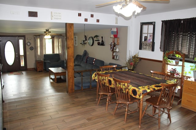 907 N Eddy St, Sandwich, IL 60548 - dining room featuring ceiling fan and wood finished floors