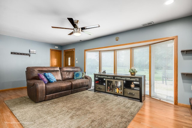 1N559 Newton Ave, Glen Ellyn, IL 60137 - living area with a ceiling fan, plenty of natural light, light wood finished floors, and recessed lighting
