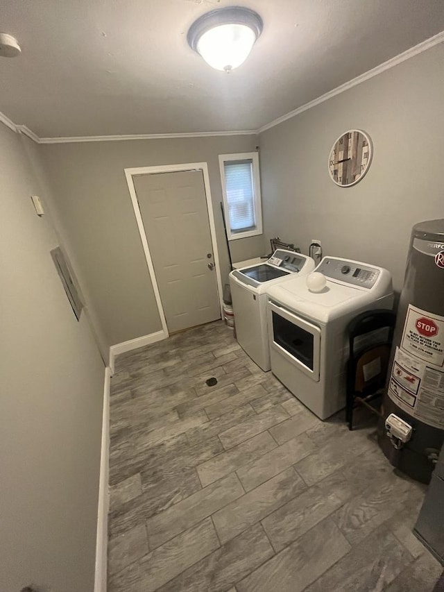 207 Mantua St, Park Forest, IL 60466 - laundry area with washer and dryer, water heater, and crown molding