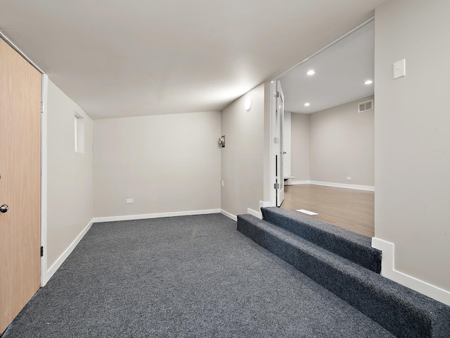 17708 Pebblewood Ln, Hazel Crest, IL 60429 - finished below grade area with recessed lighting, baseboards, carpet floors, and stairs
