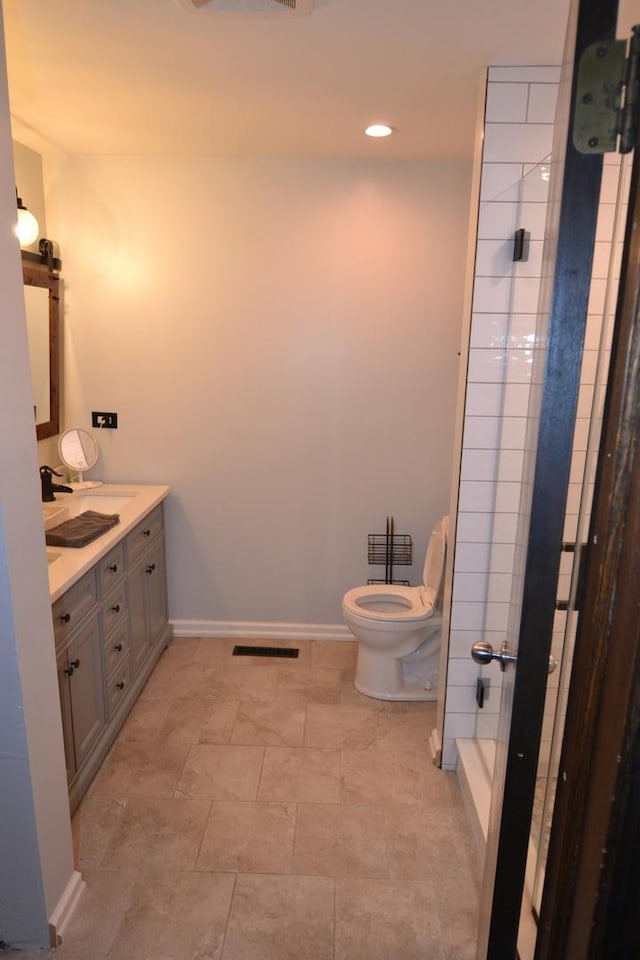 4323 Il Route 176th Ave, Crystal Lake, IL 60014 - full bath featuring vanity, toilet, a shower stall, recessed lighting, and baseboards