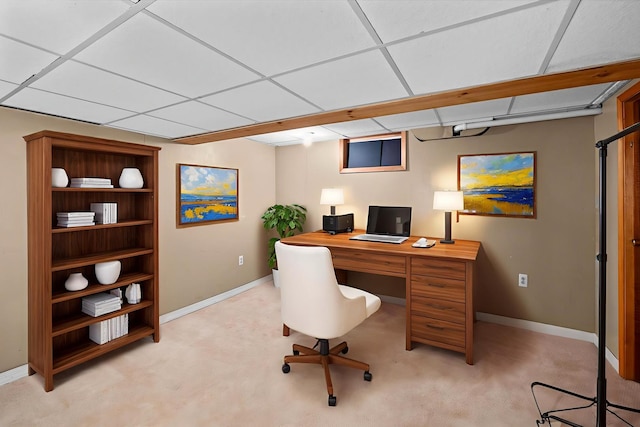 603 Shabbona Trl, Batavia, IL 60510 - office featuring light carpet, a paneled ceiling, and built in features