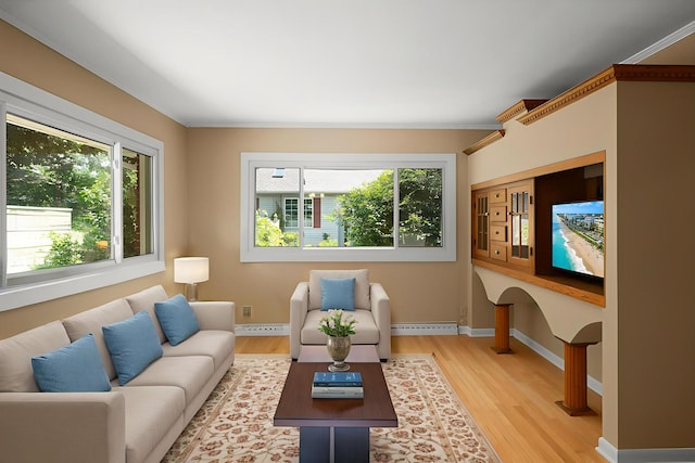 603 Shabbona Trl, Batavia, IL 60510 - living area featuring light wood-style flooring and a baseboard radiator