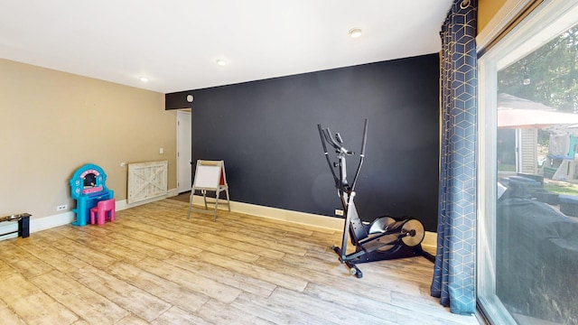 508 Falmore Ln, Bolingbrook, IL 60440 - exercise area with wood finished floors and recessed lighting