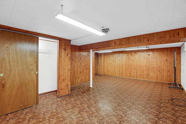 22227 Clyde Ave, Sauk Village, IL 60411 - finished basement with wooden walls and parquet flooring