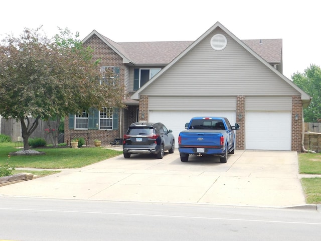 1064 N 129th Infantry Dr, Joliet, IL 60435 - traditional home featuring brick siding, an attached garage, concrete driveway, and a front lawn