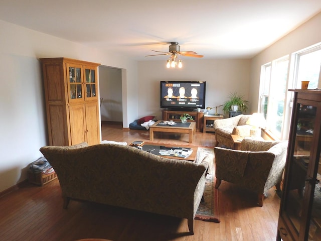 1064 N 129th Infantry Dr, Joliet, IL 60435 - living room featuring ceiling fan and wood finished floors