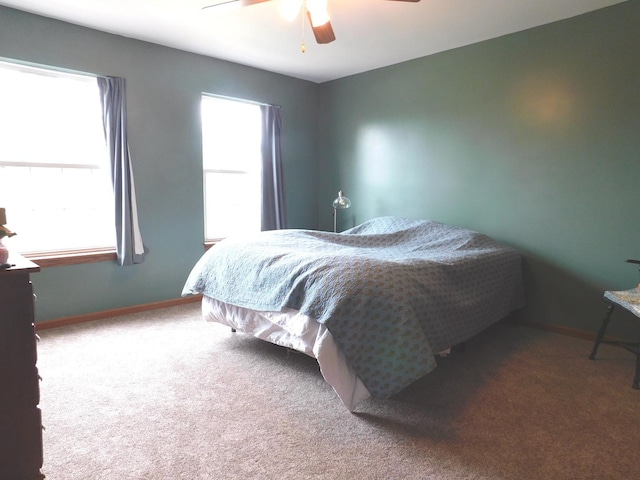 1064 N 129th Infantry Dr, Joliet, IL 60435 - bedroom featuring multiple windows, carpet floors, baseboards, and ceiling fan