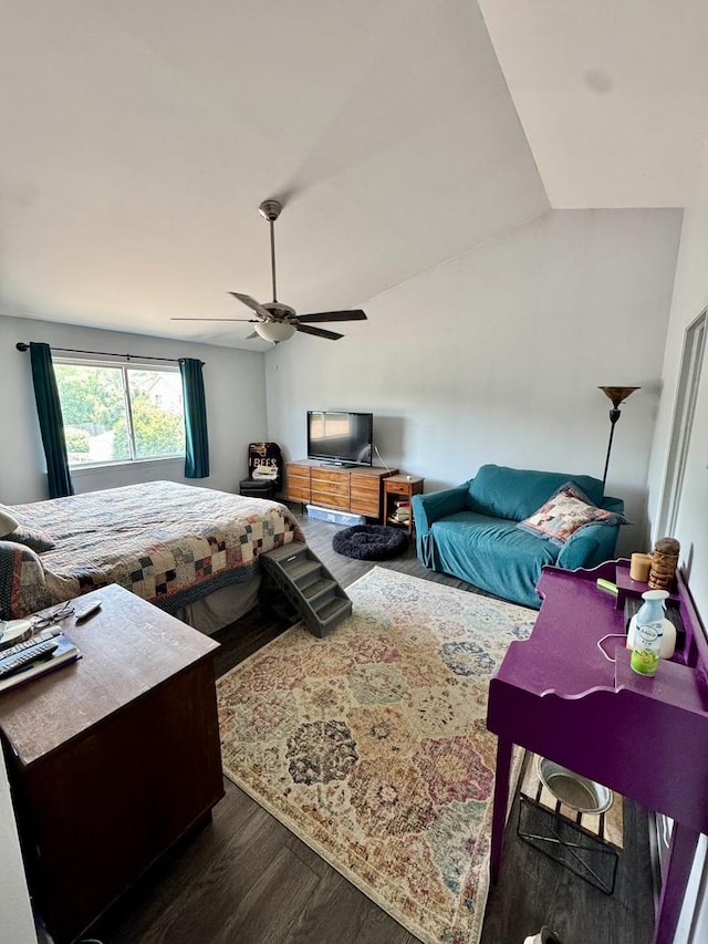1064 N 129th Infantry Dr, Joliet, IL 60435 - bedroom featuring dark wood-type flooring and ceiling fan