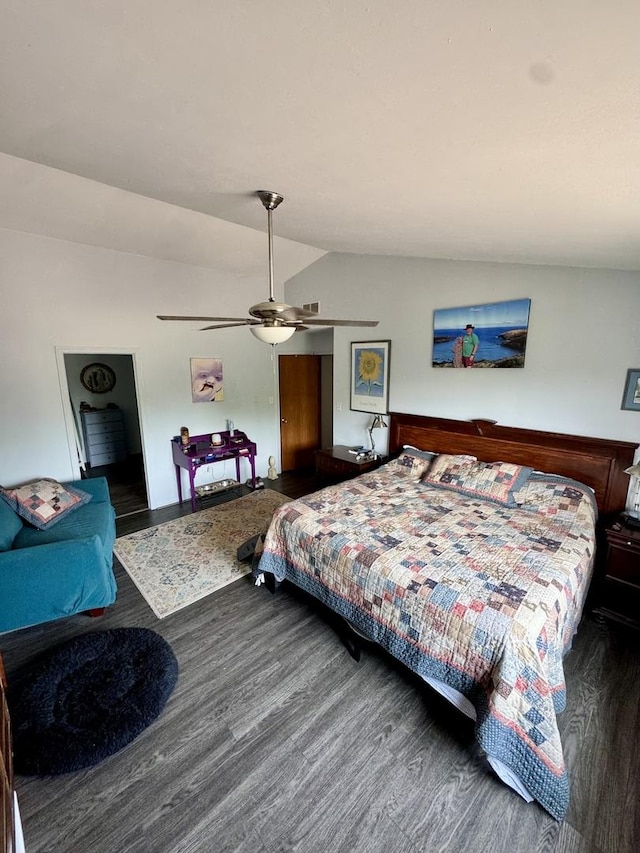 1064 N 129th Infantry Dr, Joliet, IL 60435 - bedroom featuring lofted ceiling, wood finished floors, and a ceiling fan