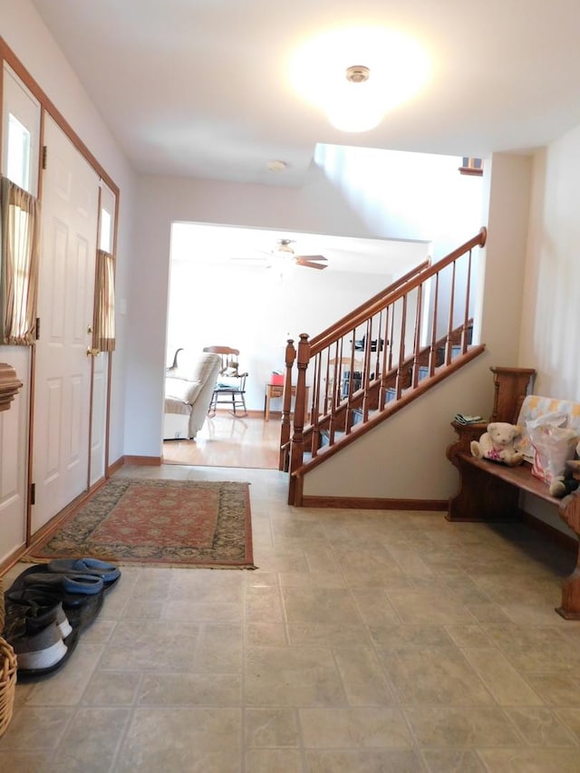 1064 N 129th Infantry Dr, Joliet, IL 60435 - entrance foyer with ceiling fan and baseboards