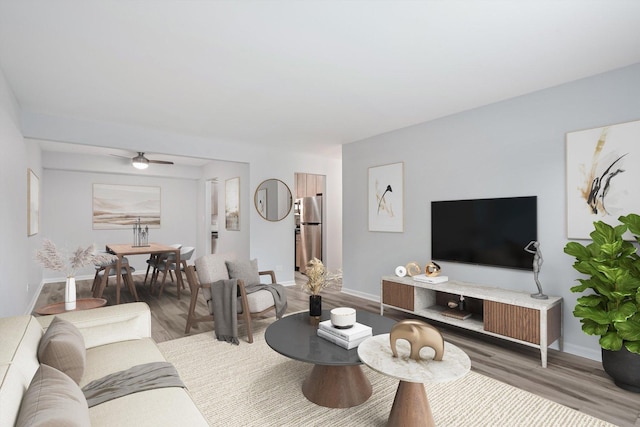 3515 Central Rd Unit 103, Glenview, IL 60025 - living area with wood finished floors and ceiling fan
