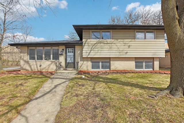 1848 172nd St, East Hazel Crest, IL 60429 - tri-level home with a front yard and brick siding