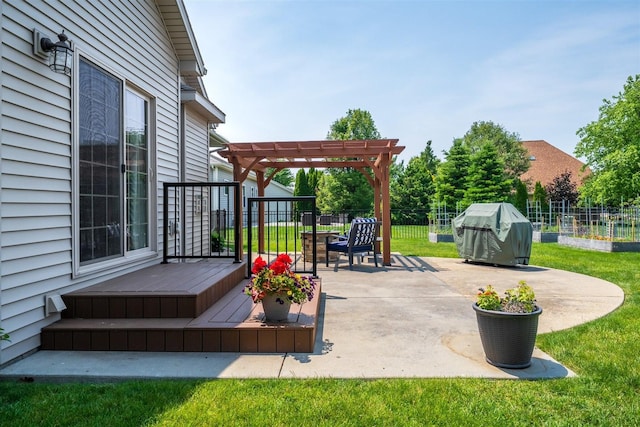 1720 Eide Rd, Bloomington, IL 61704 - view of patio / terrace featuring a grill, a pergola, and a wooden deck