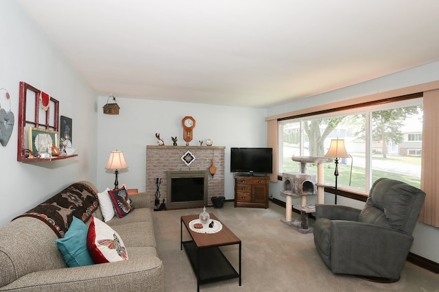 274 Crystal Ave, South Elgin, IL 60177 - carpeted living area with a fireplace