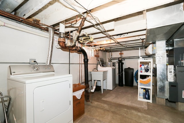 274 Crystal Ave, South Elgin, IL 60177 - unfinished basement featuring washer / dryer and a water softener