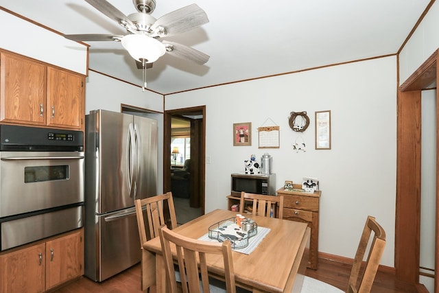 274 Crystal Ave, South Elgin, IL 60177 - dining space with dark wood-type flooring and ceiling fan