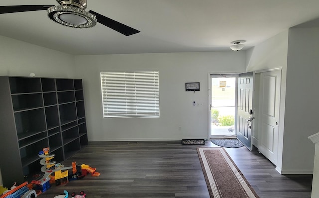 404 Radcliff Ln, South Elgin, IL 60177 - entryway featuring dark wood finished floors and ceiling fan