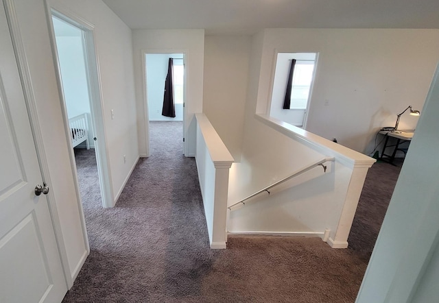 404 Radcliff Ln, South Elgin, IL 60177 - hall with dark carpet and an upstairs landing