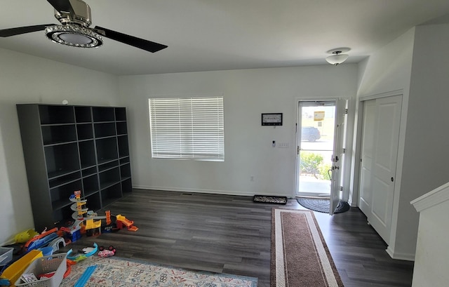 404 Radcliff Ln, South Elgin, IL 60177 - entrance foyer with ceiling fan and wood finished floors