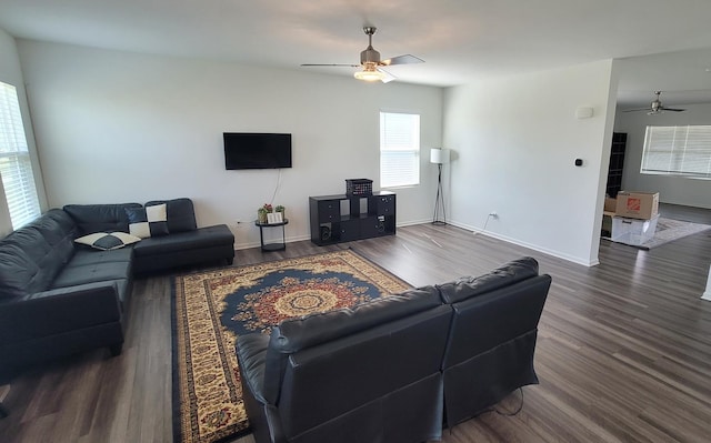 404 Radcliff Ln, South Elgin, IL 60177 - living room with a ceiling fan and wood finished floors