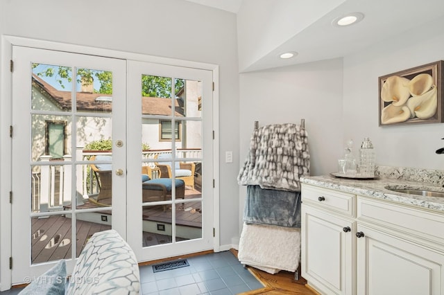 503 Oakdale Ave, Glencoe, IL 60022 - doorway to outside featuring french doors and tile patterned flooring